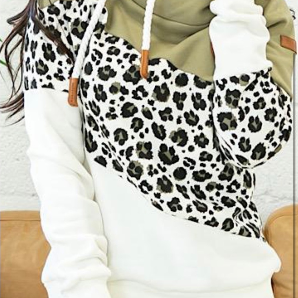 wanakome green olive leopard hoodie